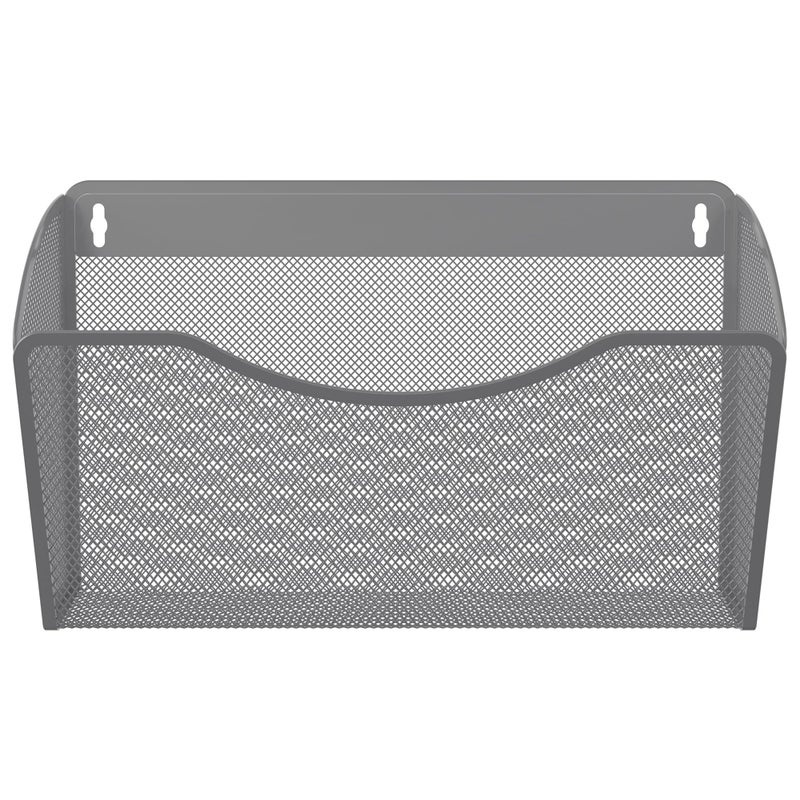 EasyPAG Single Pocket Wall File Organizer, Mesh Hanging File Folder Organizer for Letter/A4 Size Folders, Wall Mounted Vertical Mail Holder for Paperwork, Office, Home, School, Silver - Image 1